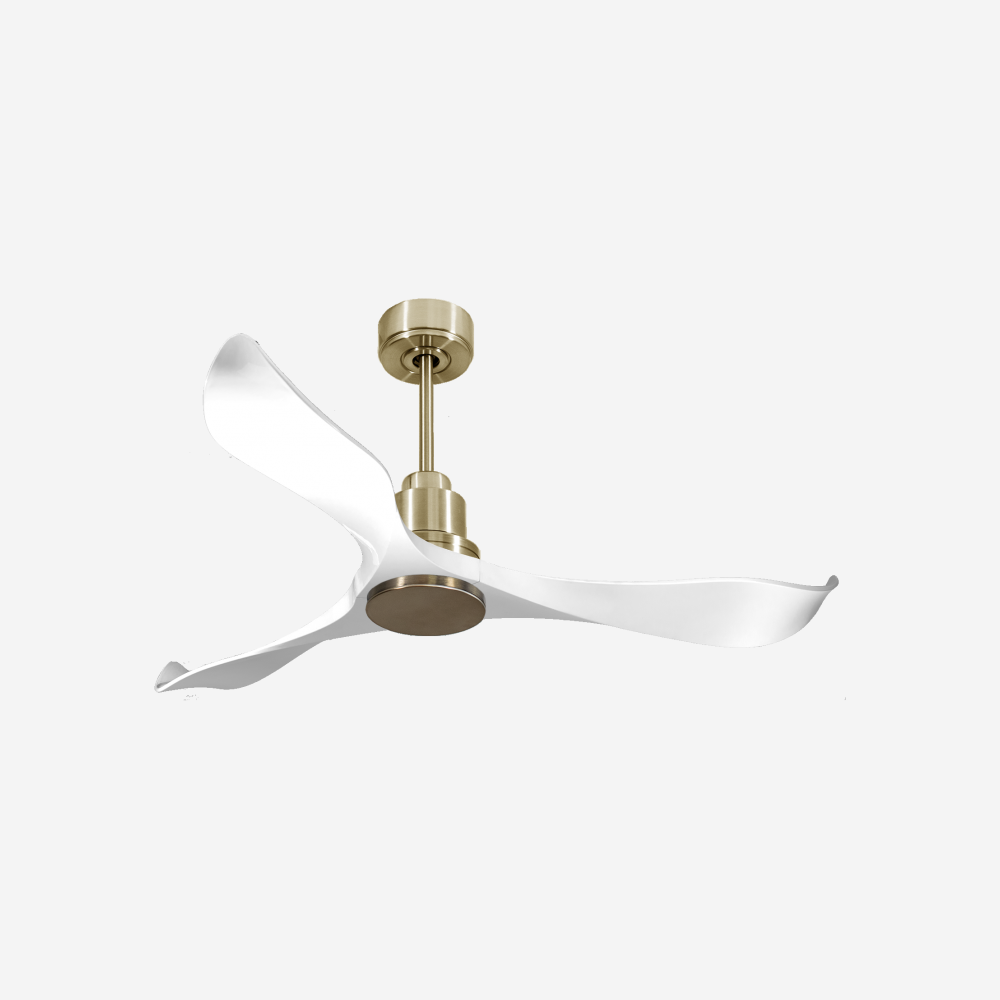 Ventilatore da soffitto Reversibile Termostato Wifi Motore CC Tetti inclinati Telecomando Adattatore 2/3 lame Hypersilence Memoria Shopify Vendible (AUTOMATICO)