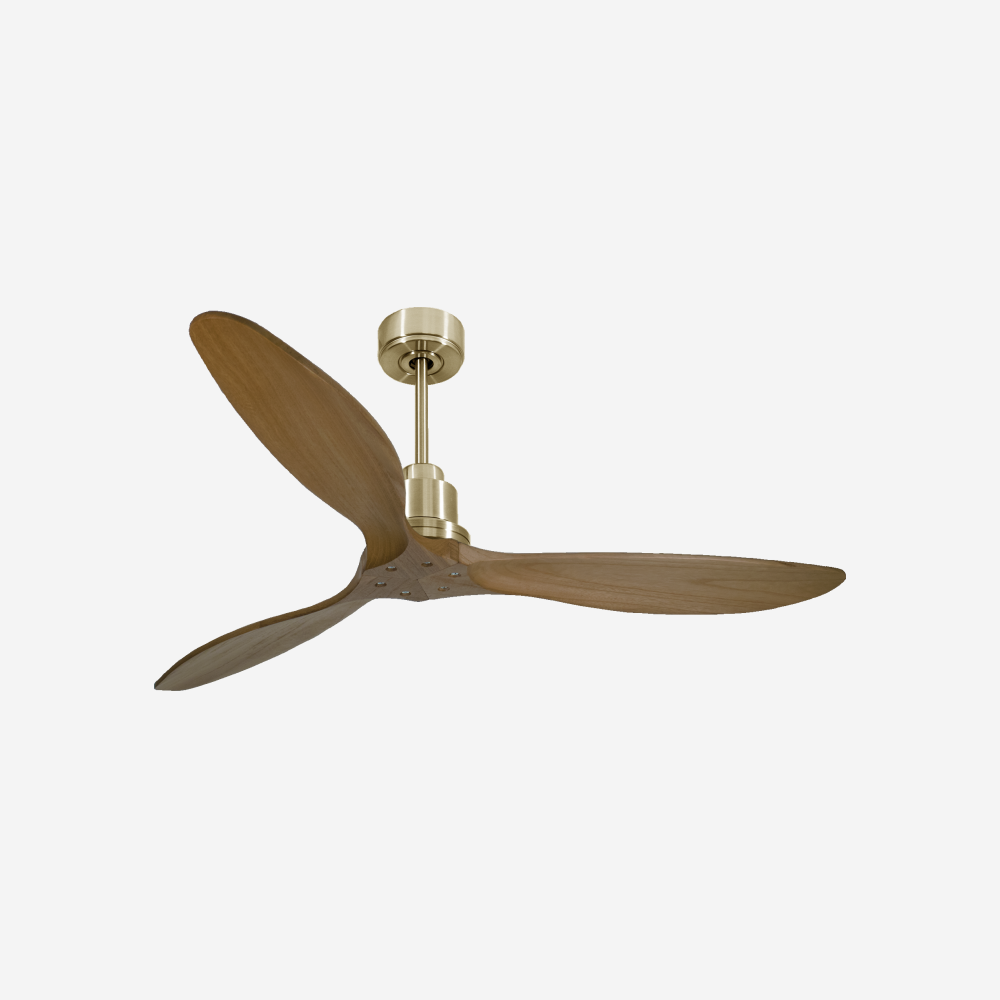 Ventilatore da soffitto Reversibile Termostato Wifi Motore CC Tetti inclinati Telecomando Hypersilence Memoria FullWood