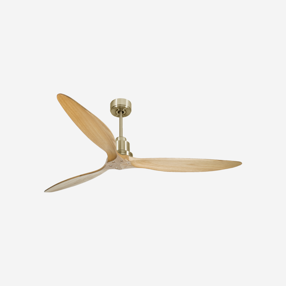 Ventilatore da soffitto Reversibile Termostato Wifi Motore CC Tetti inclinati Telecomando Hypersilence Memoria FullWood