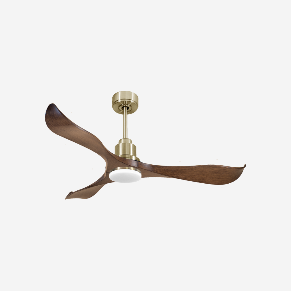 Ventilatore da soffitto Reversibile Termostato Dimmabile Wifi Motore CC Tetti inclinati Telecomando Luce a tre toni Adattatore 2/3 lame Hypersilence Memoria