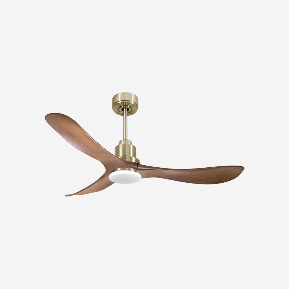 Ventilatore da soffitto Reversibile Termostato Dimmabile Wifi Motore CC Tetti inclinati Telecomando Luce a tre toni Hypersilence Memoria