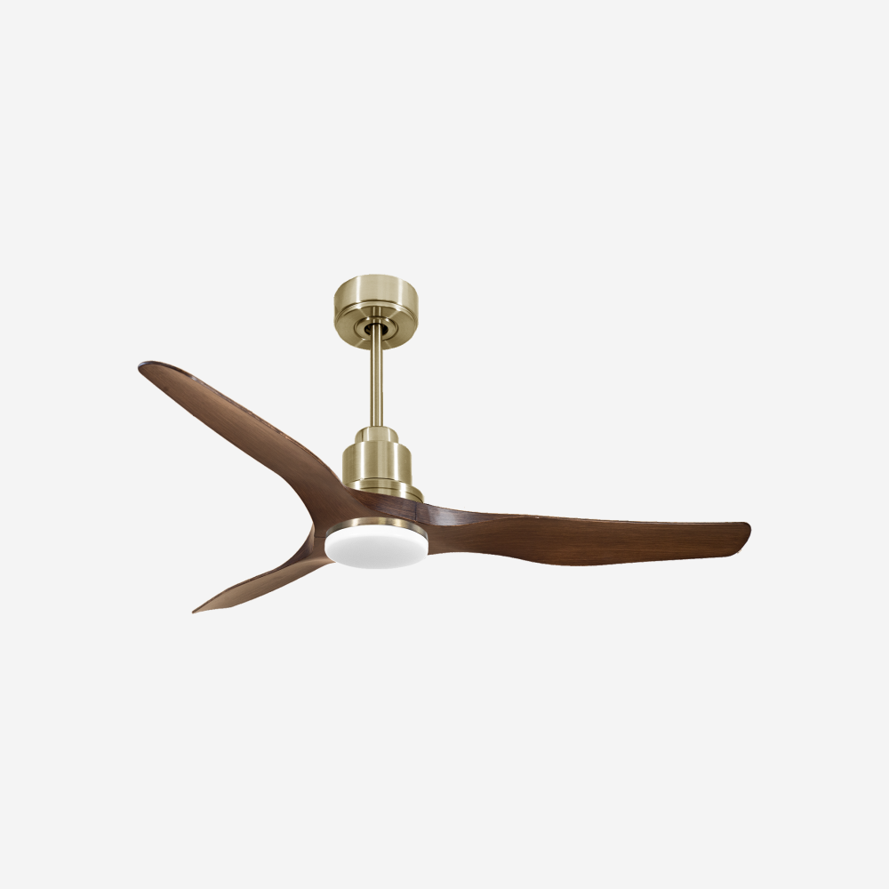 Ventilatore da soffitto Reversibile Termostato Dimmabile Wifi Motore CC Tetti inclinati Telecomando Luce a tre toni Adattatore 2/3 lame Hypersilence Memoria
