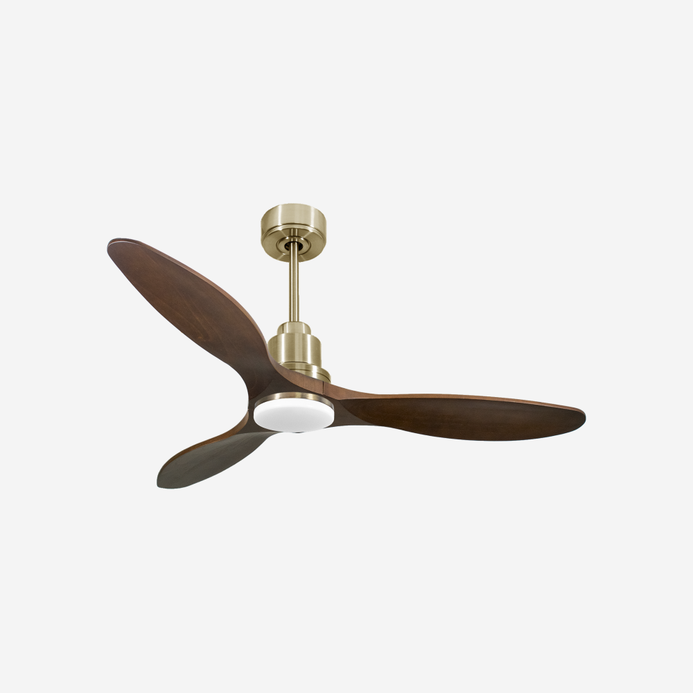 Ventilatore da soffitto Reversibile Termostato Dimmabile Wifi Motore CC Tetti inclinati Telecomando Luce a tre toni Hypersilence Memoria
