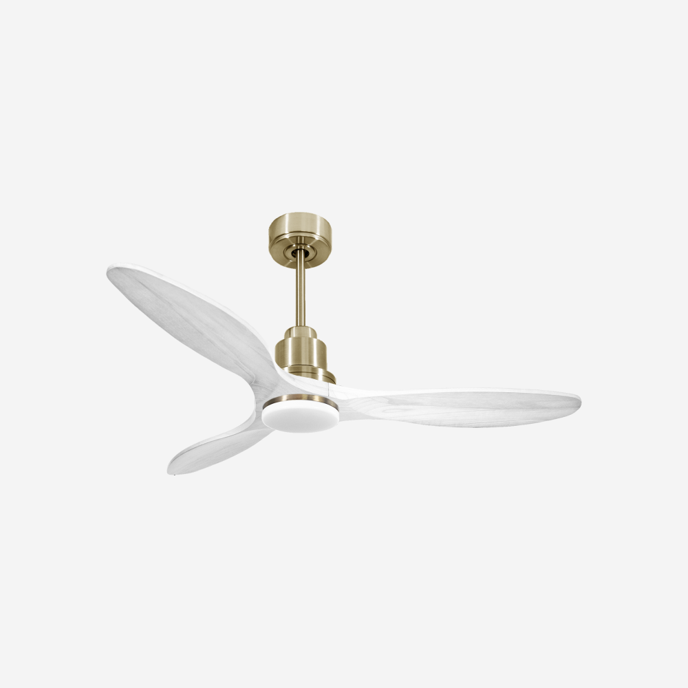 Ventilatore da soffitto Reversibile Termostato Dimmabile Wifi Motore CC Tetti inclinati Telecomando Luce a tre toni Hypersilence Memoria Shopify Vendible (AUTOMATICO)
