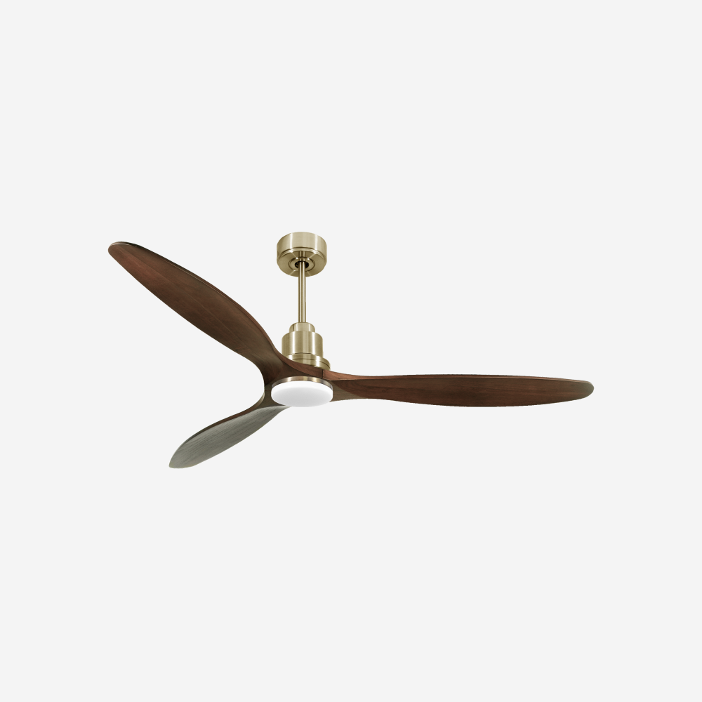 Ventilatore da soffitto Reversibile Termostato Dimmabile Wifi Motore CC Tetti inclinati Telecomando Luce a tre toni Hypersilence Memoria