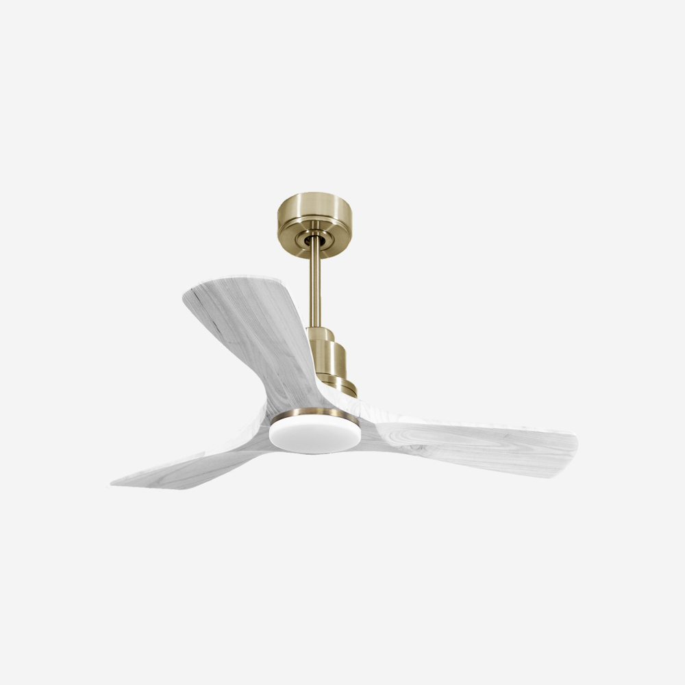 Ventilatore da soffitto Reversibile Termostato Dimmabile Wifi Motore CC Tetti inclinati Telecomando Luce a tre toni Hypersilence Memoria Shopify Vendible (AUTOMATICO)