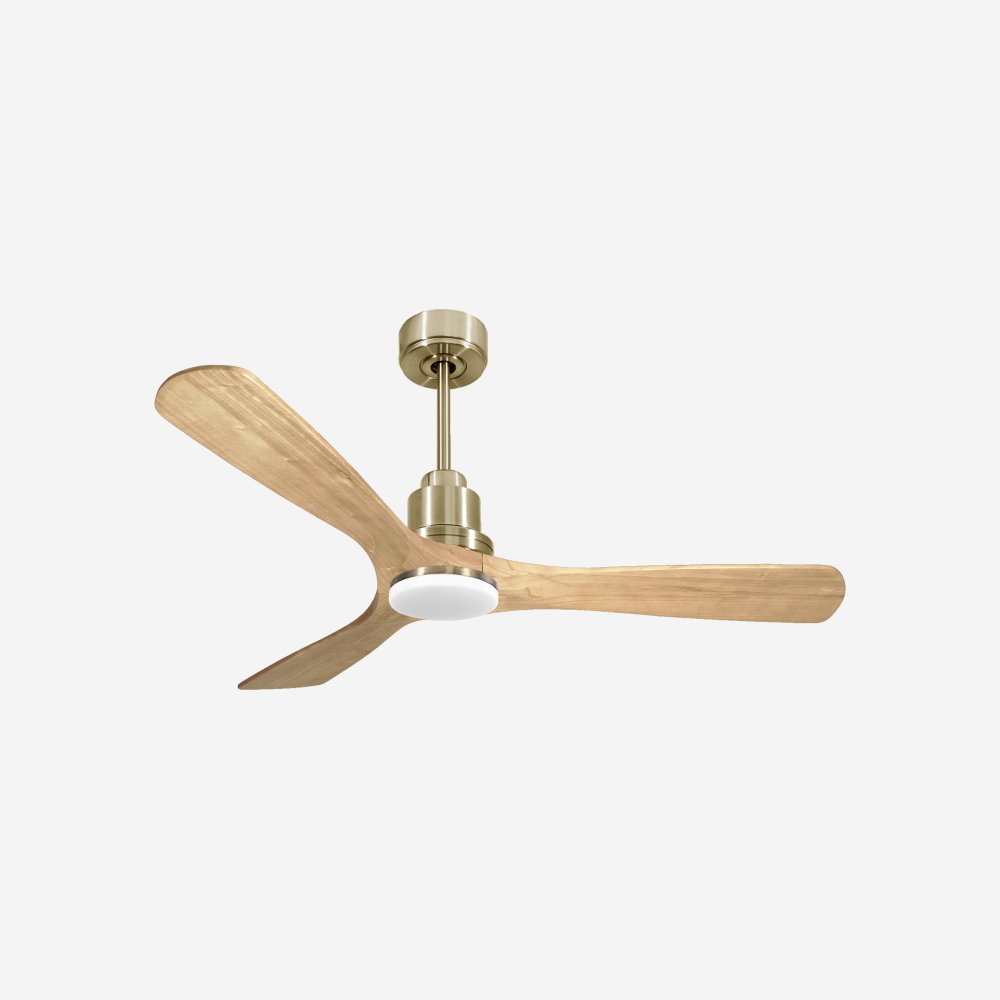 Ventilatore da soffitto Reversibile Termostato Dimmabile Wifi Motore CC Tetti inclinati Telecomando Luce a tre toni Hypersilence Memoria