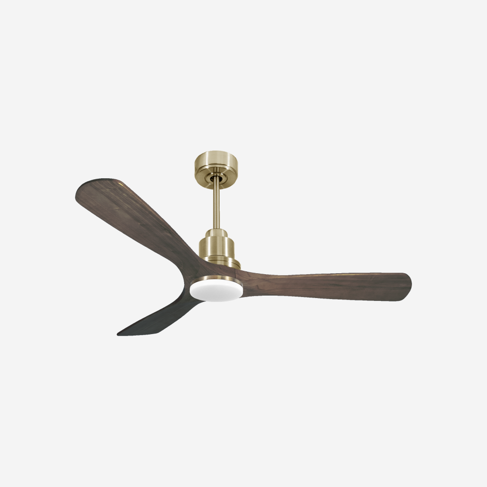 Ventilatore da soffitto Reversibile Termostato Dimmabile Wifi Motore CC Tetti inclinati Telecomando Luce a tre toni Hypersilence Memoria