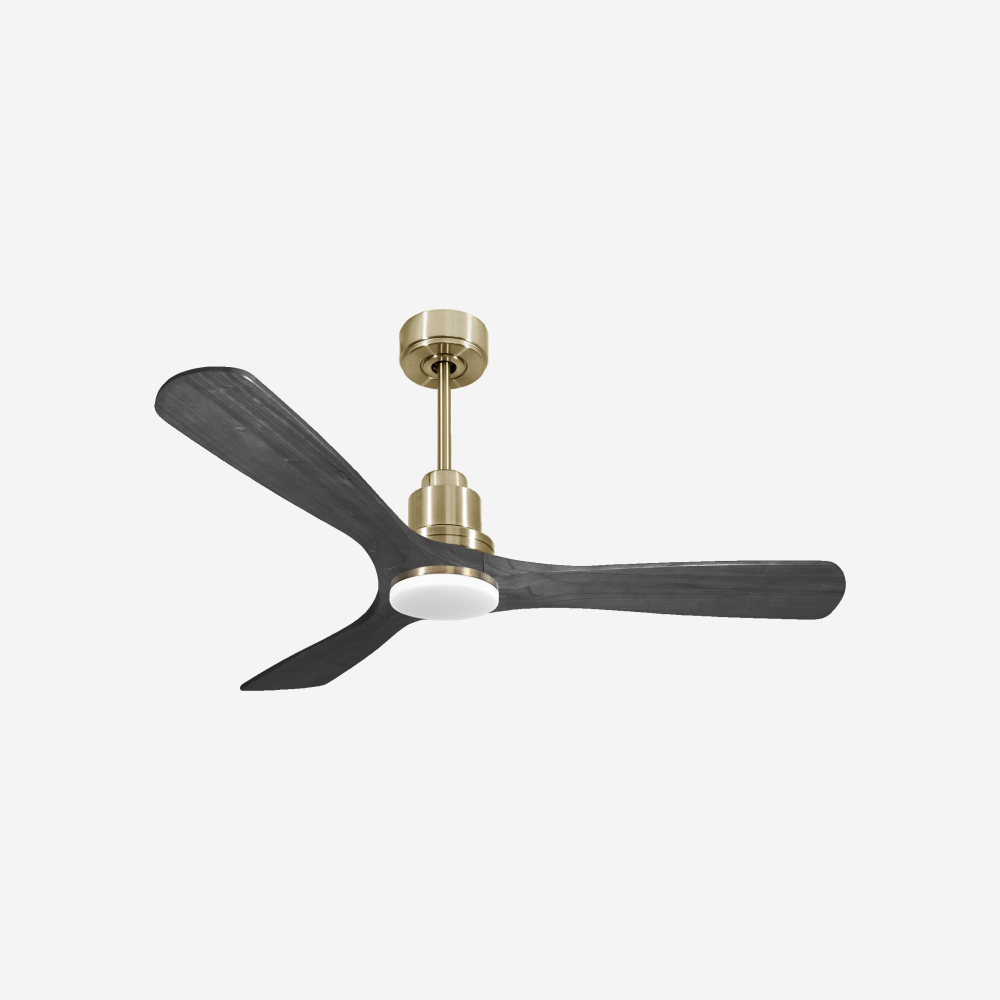 Ventilatore da soffitto Reversibile Termostato Dimmabile Wifi Motore CC Tetti inclinati Telecomando Luce a tre toni Hypersilence Memoria
