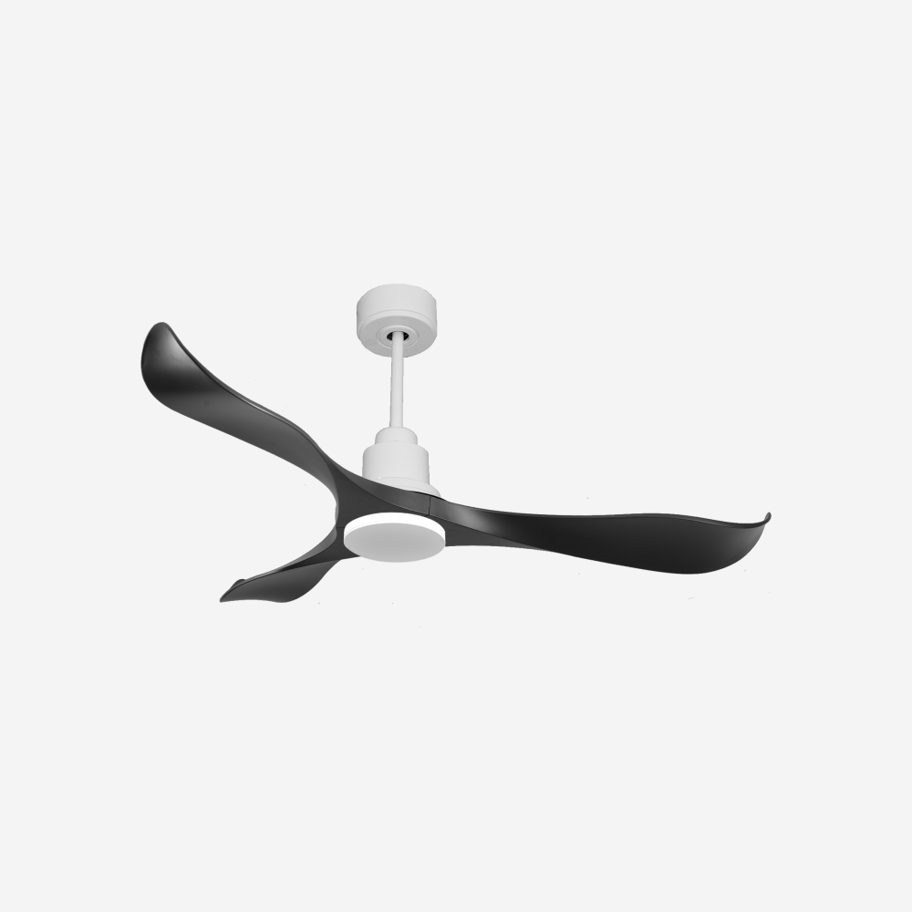 Ventilatore da soffitto Reversibile Termostato Wifi Motore CC Tetti inclinati Telecomando Adattatore 2/3 lame Hypersilence Memoria Shopify Vendible (AUTOMATICO)
