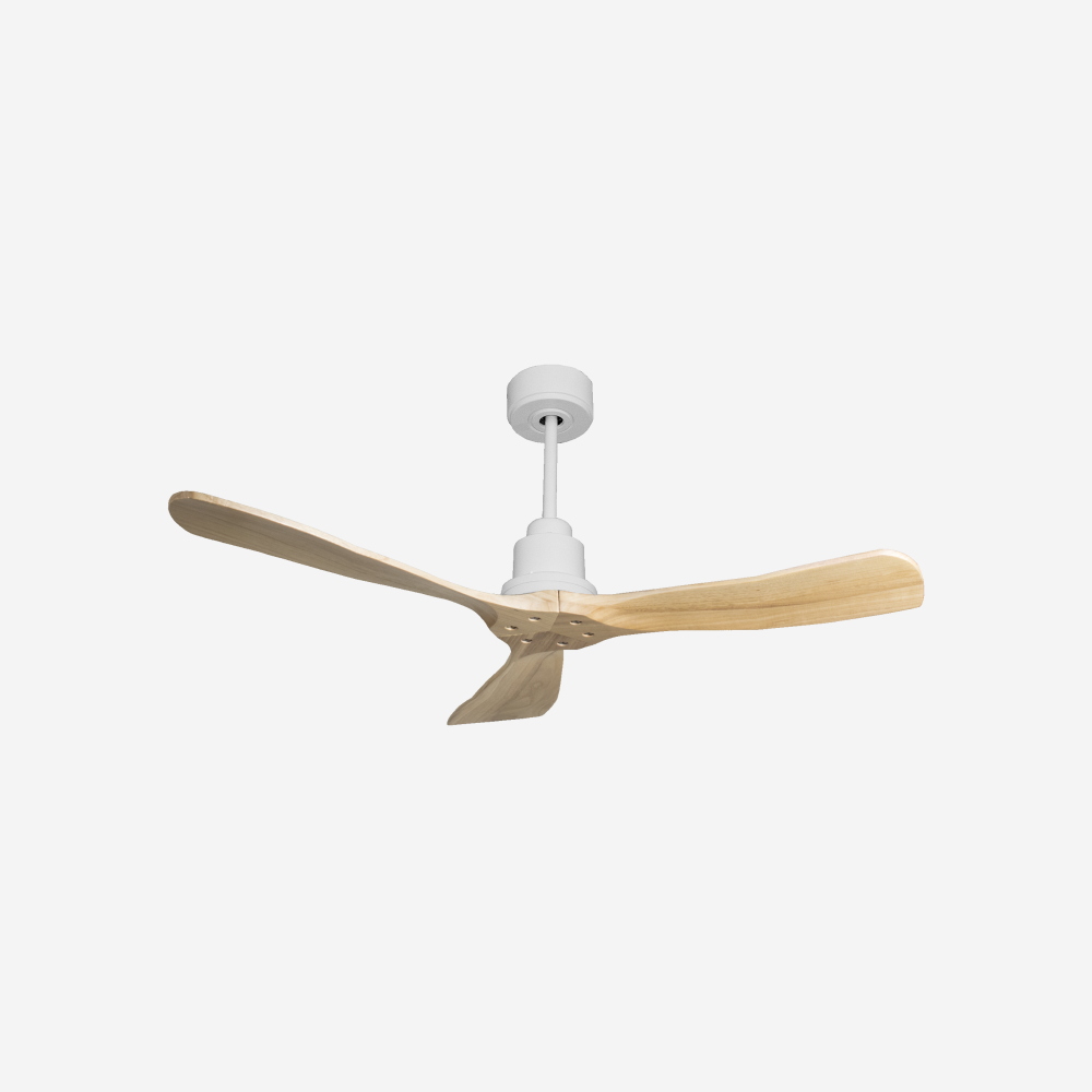 Ventilatore da soffitto Reversibile Termostato Wifi Motore CC Tetti inclinati Telecomando Hypersilence Memoria FullWood Shopify Vendible (AUTOMATICO)