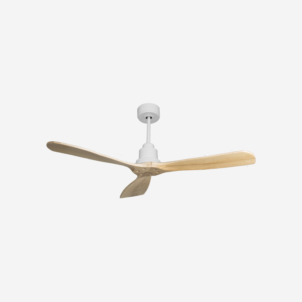 Ventilatore da soffitto Reversibile Termostato Wifi Motore CC Tetti inclinati Telecomando Hypersilence Memoria FullWood Shopify Vendible (AUTOMATICO)