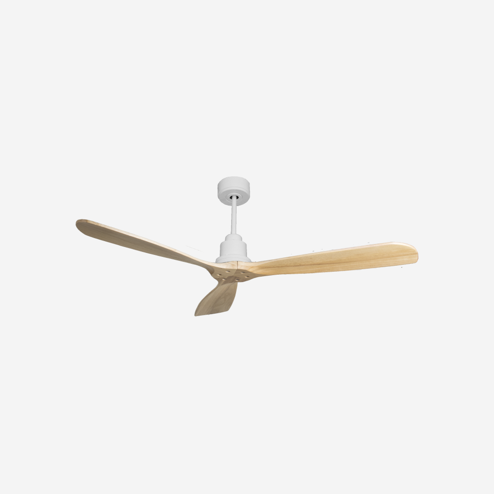 Ventilatore da soffitto Reversibile Termostato Wifi Motore CC Tetti inclinati Telecomando Hypersilence Memoria FullWood