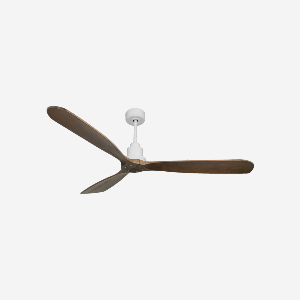 Ventilatore da soffitto Reversibile Termostato Wifi Motore CC Tetti inclinati Telecomando Hypersilence Memoria FullWood