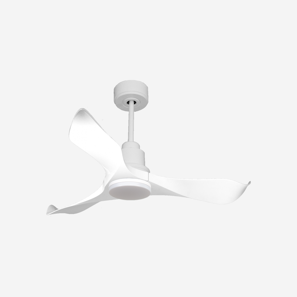 Ventilatore da soffitto Reversibile Termostato Dimmabile Wifi Motore CC Tetti inclinati Telecomando Luce a tre toni Adattatore 2/3 lame Hypersilence Memoria