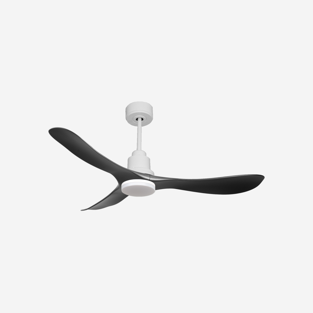 Ventilatore da soffitto Reversibile Termostato Dimmabile Wifi Motore CC Tetti inclinati Telecomando Luce a tre toni Hypersilence Memoria Shopify Vendible (AUTOMATICO)