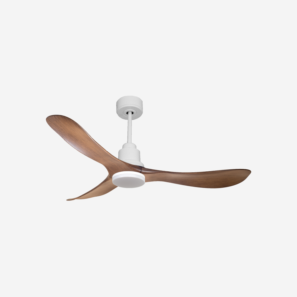 Ventilatore da soffitto Reversibile Termostato Dimmabile Wifi Motore CC Tetti inclinati Telecomando Luce a tre toni Hypersilence Memoria