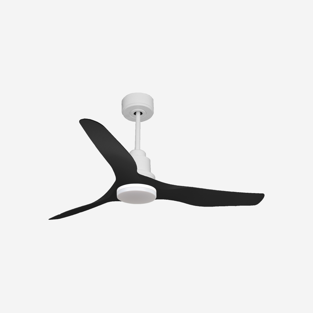 Ventilatore da soffitto Reversibile Termostato Dimmabile Wifi Motore CC Tetti inclinati Telecomando Luce a tre toni Adattatore 2/3 lame Hypersilence Memoria