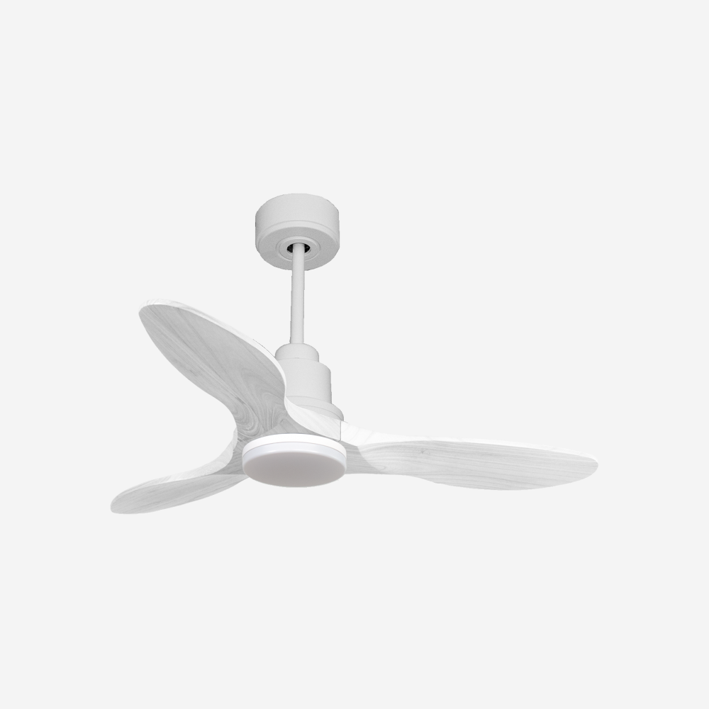 Ventilatore da soffitto Reversibile Termostato Dimmabile Wifi Motore CC Tetti inclinati Telecomando Luce a tre toni Hypersilence Memoria Shopify Vendible (AUTOMATICO)