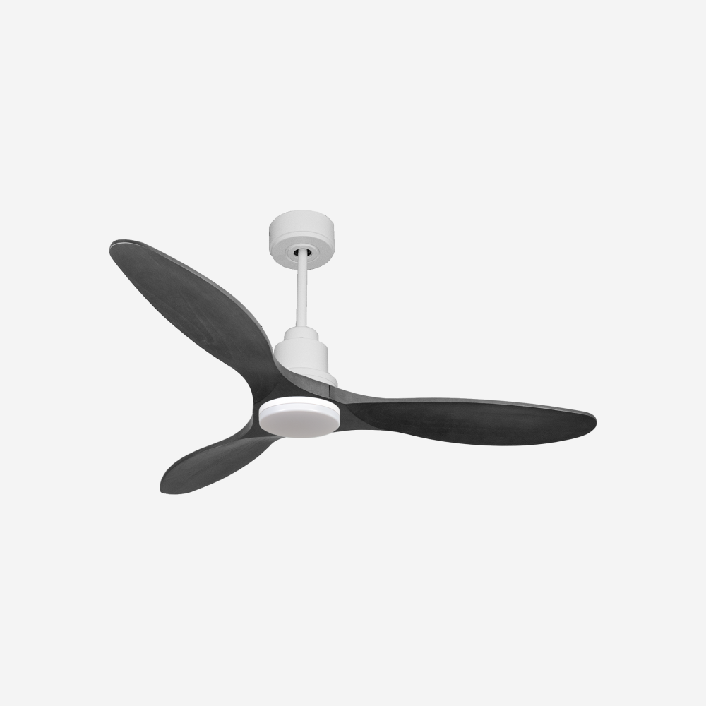 Ventilatore da soffitto Reversibile Termostato Dimmabile Wifi Motore CC Tetti inclinati Telecomando Luce a tre toni Hypersilence Memoria