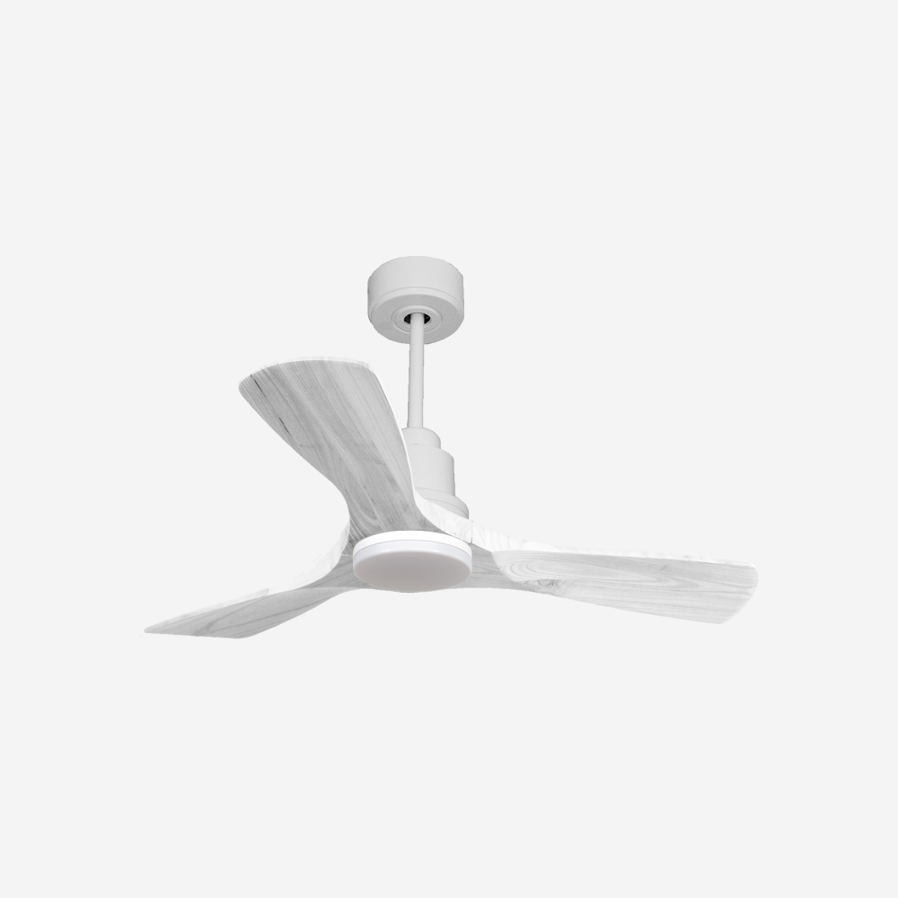 Ventilatore da soffitto Reversibile Termostato Dimmabile Wifi Motore CC Tetti inclinati Telecomando Luce a tre toni Hypersilence Memoria Shopify Vendible (AUTOMATICO)
