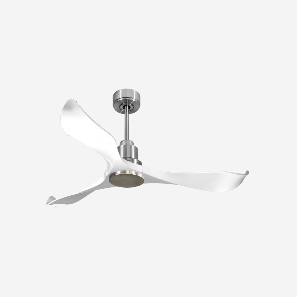 Ventilatore da soffitto Reversibile Termostato Wifi Motore CC Tetti inclinati Telecomando Adattatore 2/3 lame Hypersilence Memoria Shopify Vendible (AUTOMATICO)