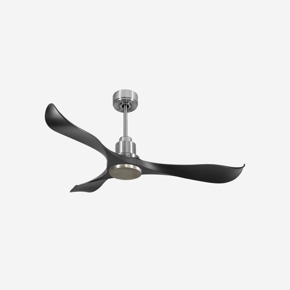 Ventilatore da soffitto Reversibile Termostato Wifi Motore CC Tetti inclinati Telecomando Adattatore 2/3 lame Hypersilence Memoria Shopify Vendible (AUTOMATICO)