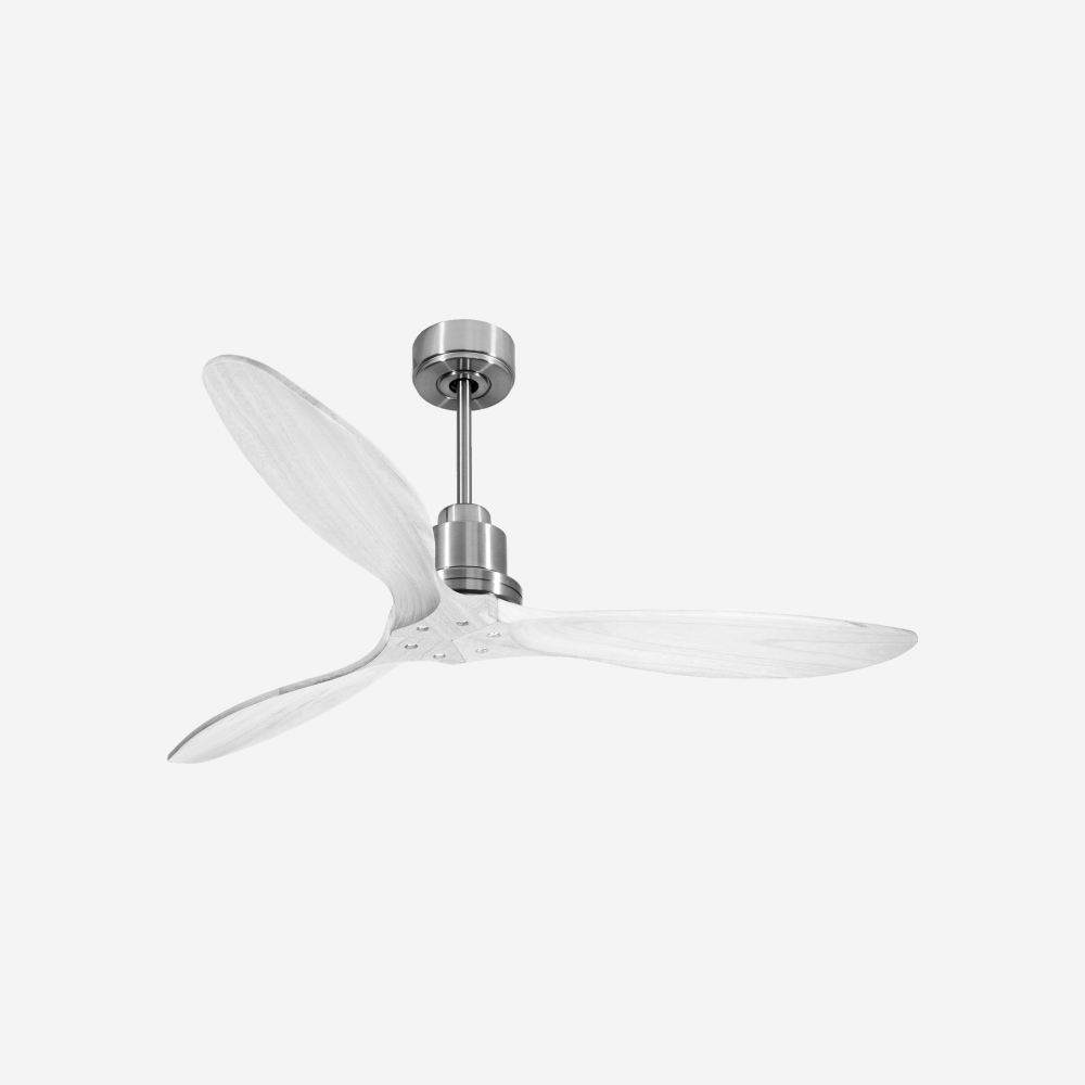Ventilatore da soffitto Reversibile Termostato Wifi Motore CC Tetti inclinati Telecomando Hypersilence Memoria FullWood Shopify Vendible (AUTOMATICO)