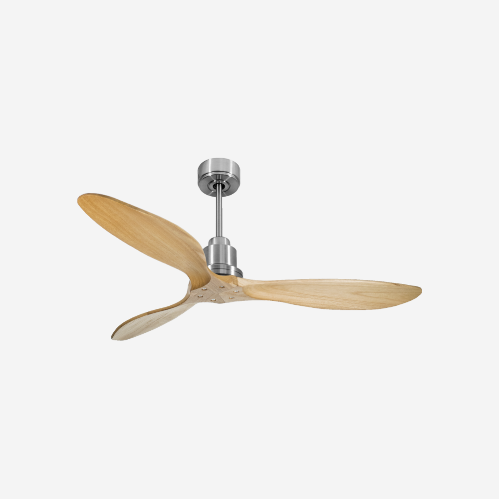 Ventilatore da soffitto Reversibile Termostato Wifi Motore CC Tetti inclinati Telecomando Hypersilence Memoria FullWood Shopify Vendible (AUTOMATICO)