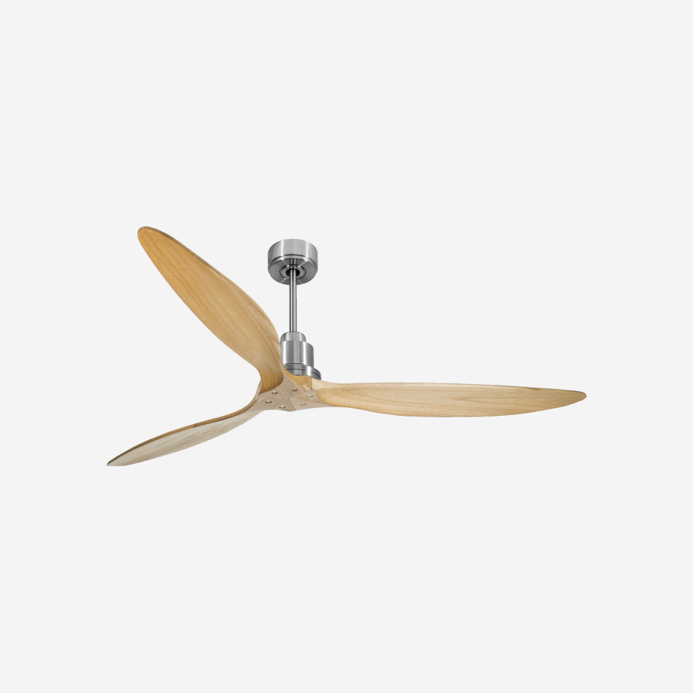 Ventilatore da soffitto Reversibile Termostato Wifi Motore CC Tetti inclinati Telecomando Hypersilence Memoria FullWood Shopify Vendible (AUTOMATICO)
