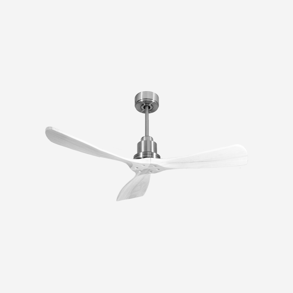 Ventilatore da soffitto Reversibile Termostato Wifi Motore CC Tetti inclinati Telecomando Hypersilence Memoria FullWood Shopify Vendible (AUTOMATICO)