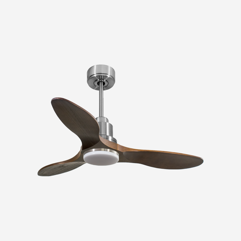 Ventilatore da soffitto Reversibile Termostato Dimmabile Wifi Motore CC Tetti inclinati Telecomando Luce a tre toni Hypersilence Memoria Shopify Vendible (AUTOMATICO)