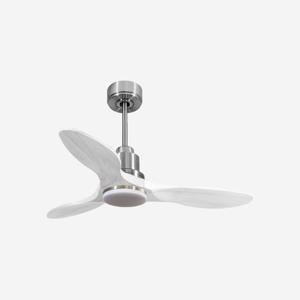Ventilatore da soffitto Reversibile Termostato Dimmabile Wifi Motore CC Tetti inclinati Telecomando Luce a tre toni Hypersilence Memoria Shopify Vendible (AUTOMATICO)