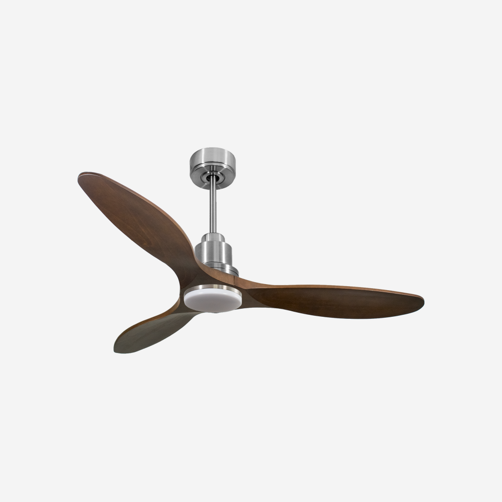 Ventilatore da soffitto Reversibile Termostato Dimmabile Wifi Motore CC Tetti inclinati Telecomando Luce a tre toni Hypersilence Memoria Shopify Vendible (AUTOMATICO)