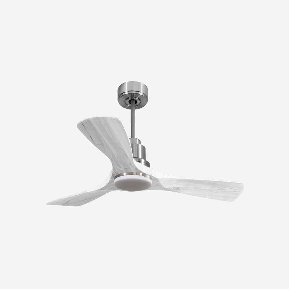 Ventilatore da soffitto Reversibile Termostato Dimmabile Wifi Motore CC Tetti inclinati Telecomando Luce a tre toni Hypersilence Memoria Shopify Vendible (AUTOMATICO)