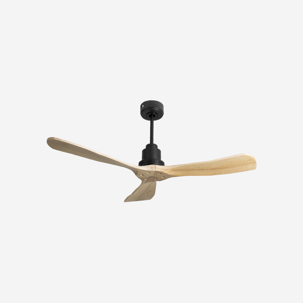 Ventilatore da soffitto Reversibile Termostato Wifi Motore CC Tetti inclinati Telecomando Hypersilence Memoria FullWood