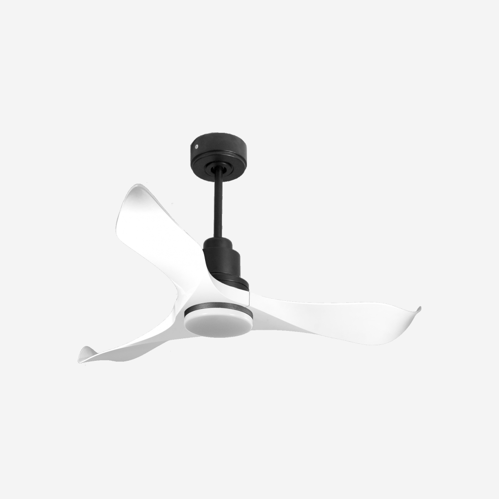 Ventilatore da soffitto Reversibile Termostato Dimmabile Wifi Motore CC Tetti inclinati Telecomando Luce a tre toni Adattatore 2/3 lame Hypersilence Memoria