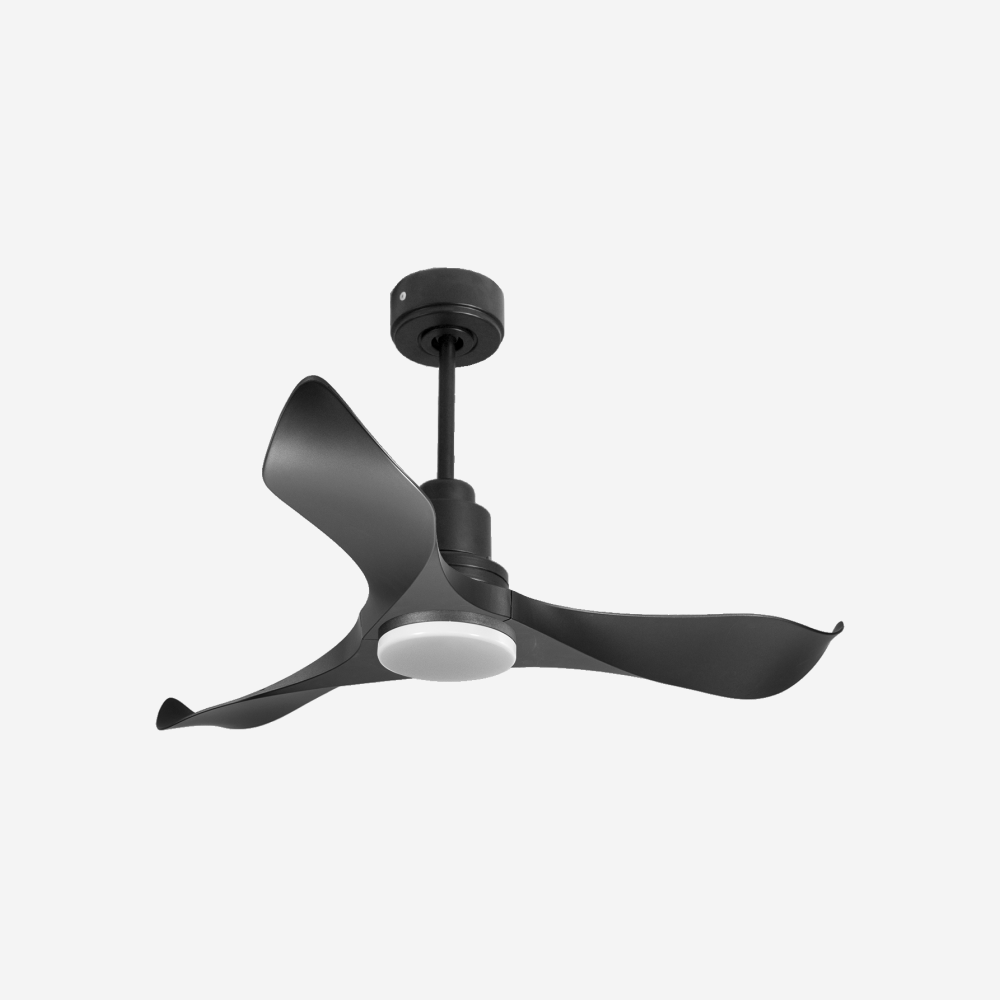 Ventilatore da soffitto Reversibile Termostato Dimmabile Wifi Motore CC Tetti inclinati Telecomando Luce a tre toni Adattatore 2/3 lame Hypersilence Memoria