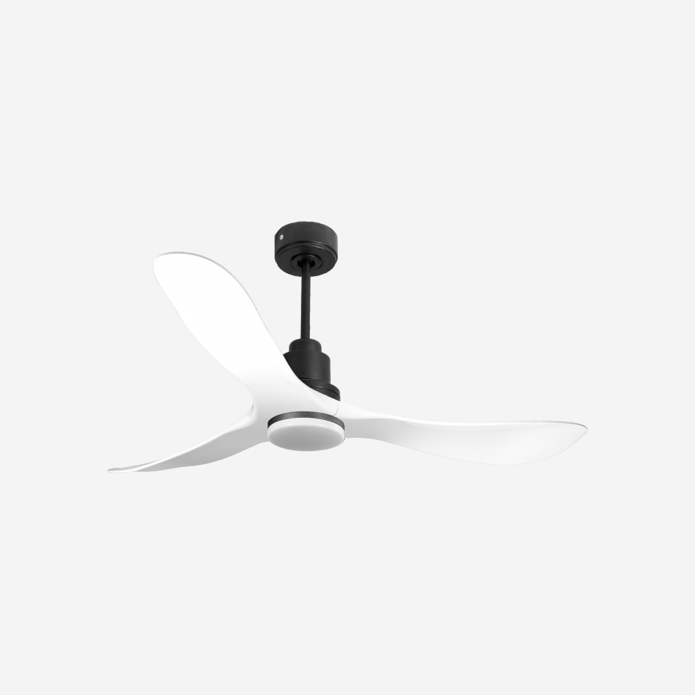 Ventilatore da soffitto Reversibile Termostato Dimmabile Wifi Motore CC Tetti inclinati Telecomando Luce a tre toni Hypersilence Memoria