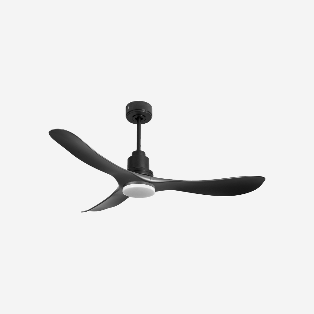 Ventilatore da soffitto Reversibile Termostato Dimmabile Wifi Motore CC Tetti inclinati Telecomando Luce a tre toni Hypersilence Memoria