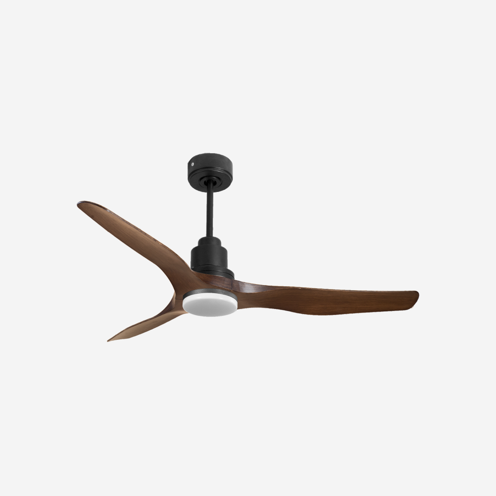 Ventilatore da soffitto Reversibile Termostato Dimmabile Wifi Motore CC Tetti inclinati Telecomando Luce a tre toni Adattatore 2/3 lame Hypersilence Memoria