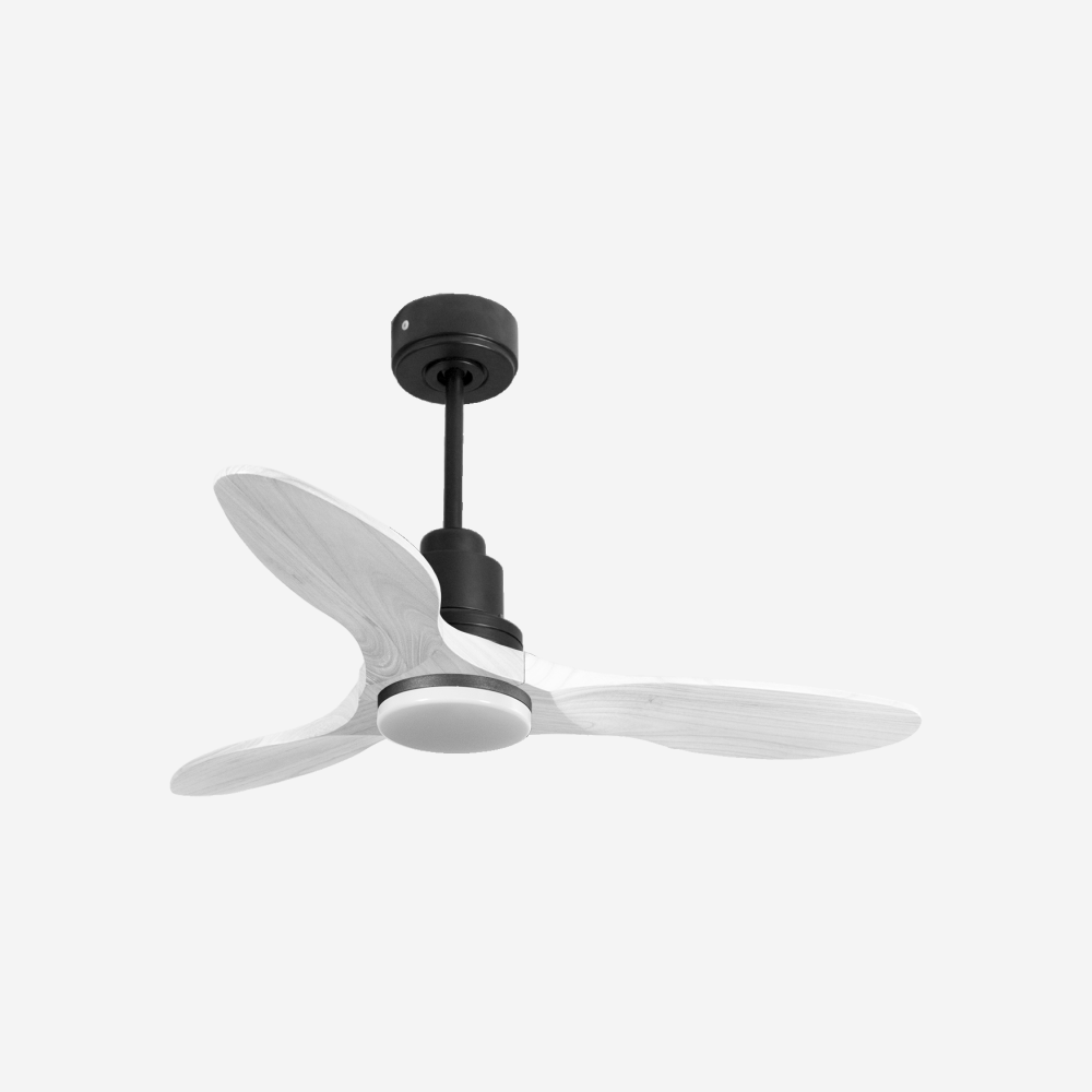 Ventilatore da soffitto Reversibile Termostato Dimmabile Wifi Motore CC Tetti inclinati Telecomando Luce a tre toni Hypersilence Memoria Shopify Vendible (AUTOMATICO)
