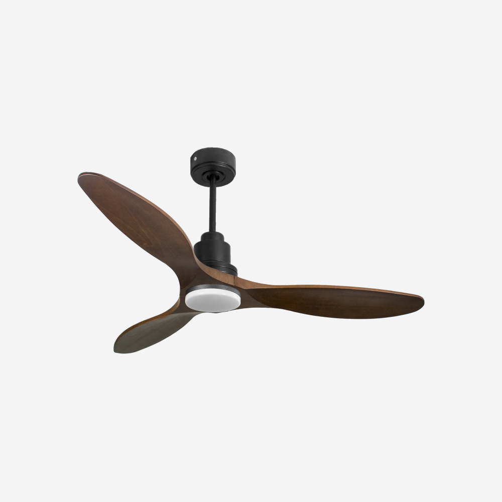 Ventilatore da soffitto Reversibile Termostato Dimmabile Wifi Motore CC Tetti inclinati Telecomando Luce a tre toni Hypersilence Memoria