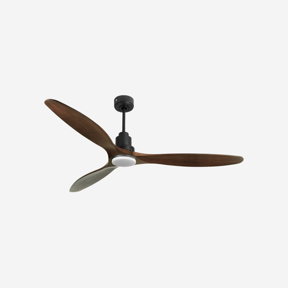 Ventilatore da soffitto Reversibile Termostato Dimmabile Wifi Motore CC Tetti inclinati Telecomando Luce a tre toni Hypersilence Memoria Shopify Vendible (AUTOMATICO)