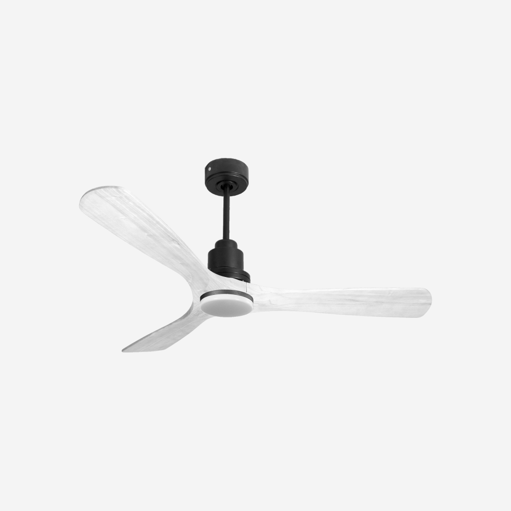 Ventilatore da soffitto Reversibile Termostato Dimmabile Wifi Motore CC Tetti inclinati Telecomando Luce a tre toni Hypersilence Memoria Shopify Vendible (AUTOMATICO)