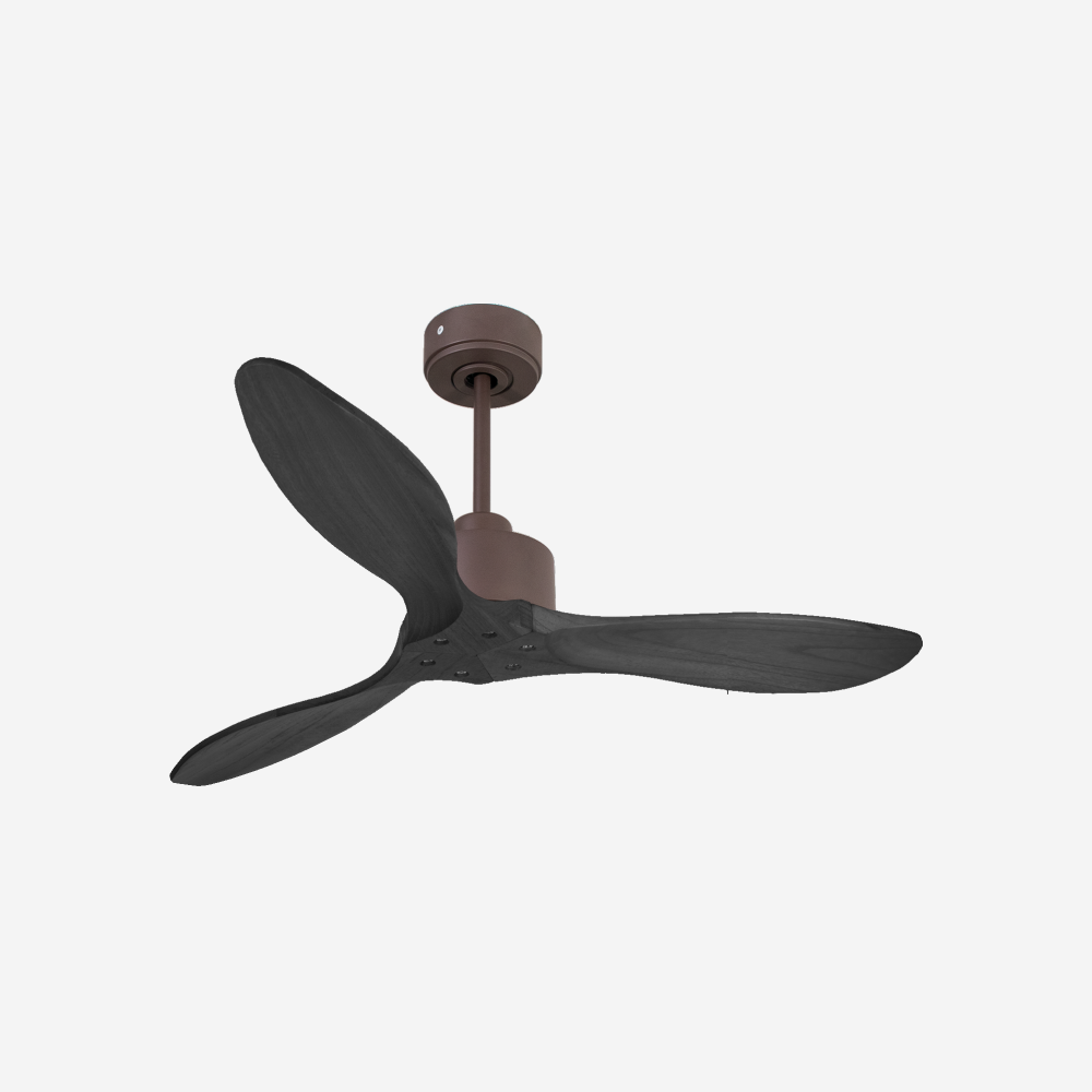 Ventilatore da soffitto Reversibile Termostato Wifi Motore CC Tetti inclinati Telecomando Hypersilence Memoria FullWood