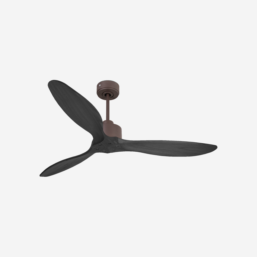 Ventilatore da soffitto Reversibile Termostato Wifi Motore CC Tetti inclinati Telecomando Hypersilence Memoria FullWood