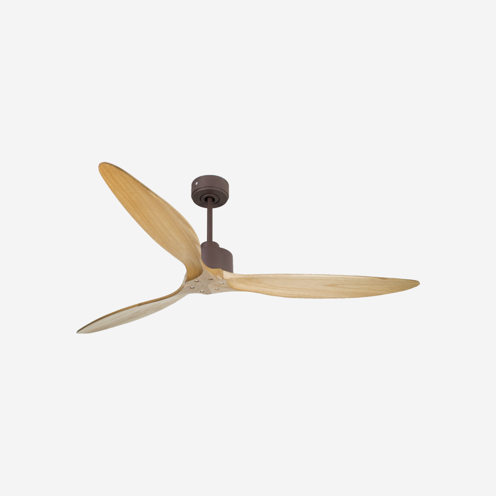 Ventilatore da soffitto Reversibile Termostato Wifi Motore CC Tetti inclinati Telecomando Hypersilence Memoria FullWood