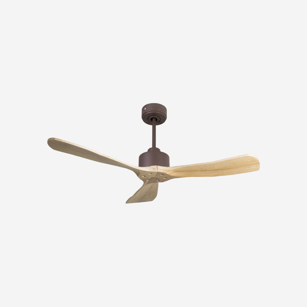 Ventilatore da soffitto Reversibile Termostato Wifi Motore CC Tetti inclinati Telecomando Hypersilence Memoria FullWood