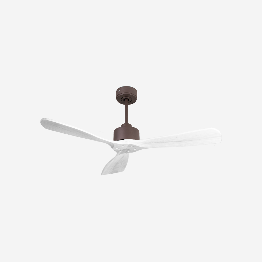 Ventilatore da soffitto Reversibile Termostato Wifi Motore CC Tetti inclinati Telecomando Hypersilence Memoria FullWood Shopify Vendible (AUTOMATICO)